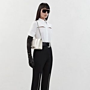 Alexander McQueen Zip-Embellished Poplin White Button Down Shirt 36 / XS